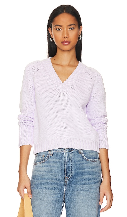 White + Warren Cotton Rope V Neck in Purple Cord | REVOLVE