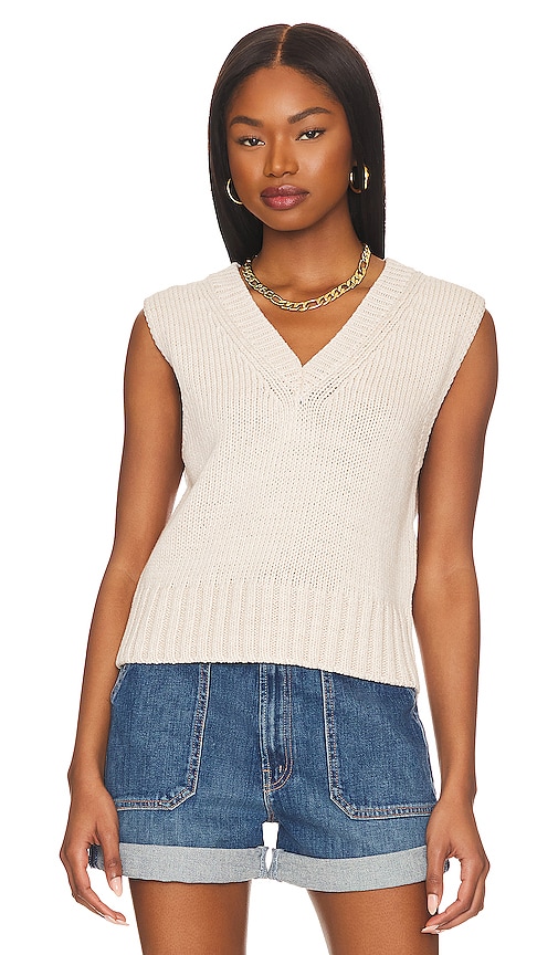 White + Warren Cotton Rope Vneck Vest in Grey Cord | REVOLVE