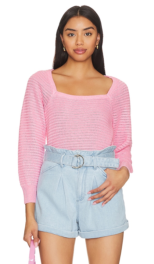 White + Warren Classic Square Neck Top in Pink