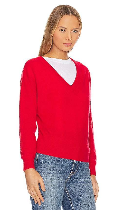 Shop White + Warren Cashmere Sweater In Crimson