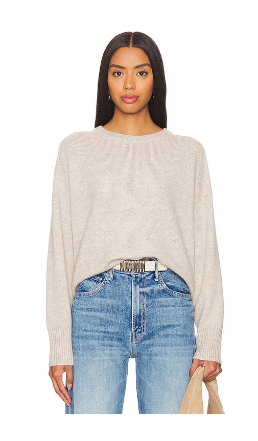 Shop White + Warren Cashmere Saddle Sleeve Crewneck In Beige