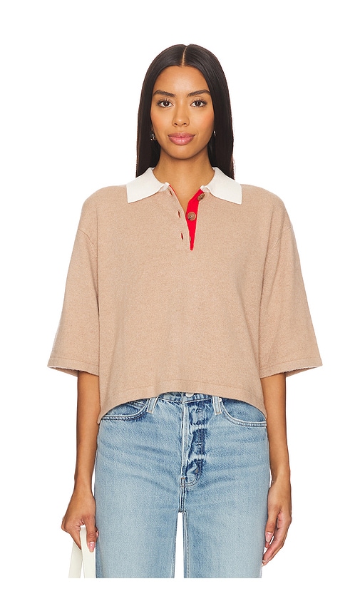 Shop White + Warren Cashmere Cropped Polo In Nude