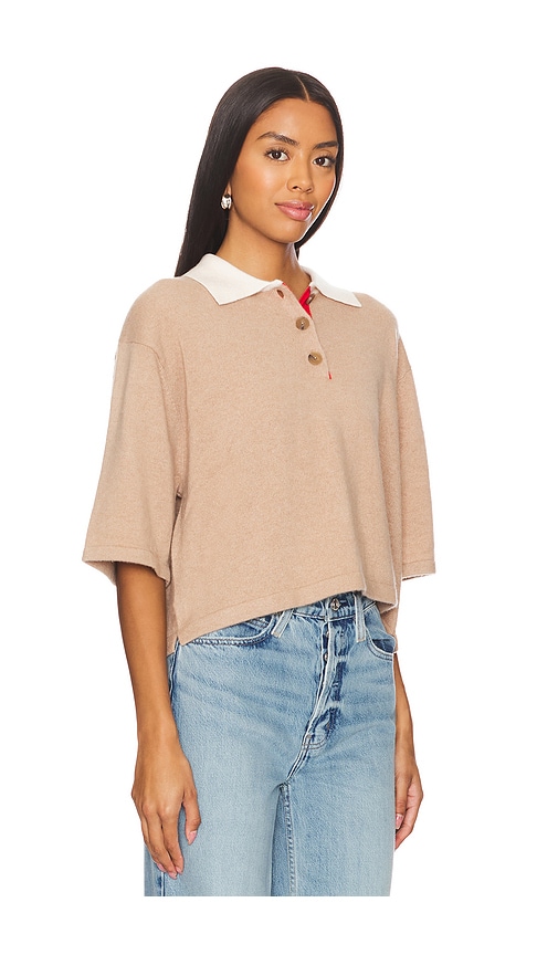 Shop White + Warren Cashmere Cropped Polo In Nude