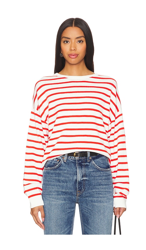 Shop White + Warren Cotton Blend Drop Shoulder Sweatshirt In Red