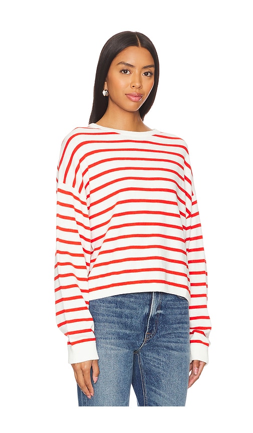 Shop White + Warren Cotton Blend Drop Shoulder Sweatshirt In Red