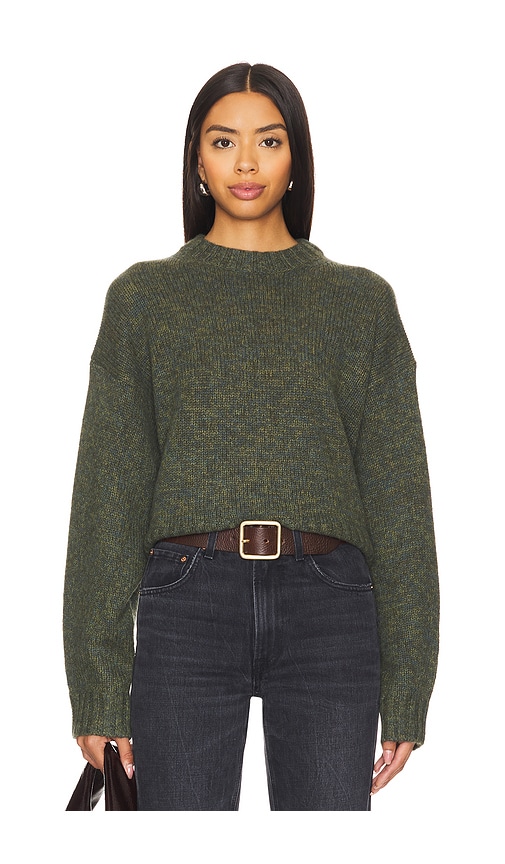 Shop White + Warren Cashmere Luxe Boxy Crewneck In Green Marl