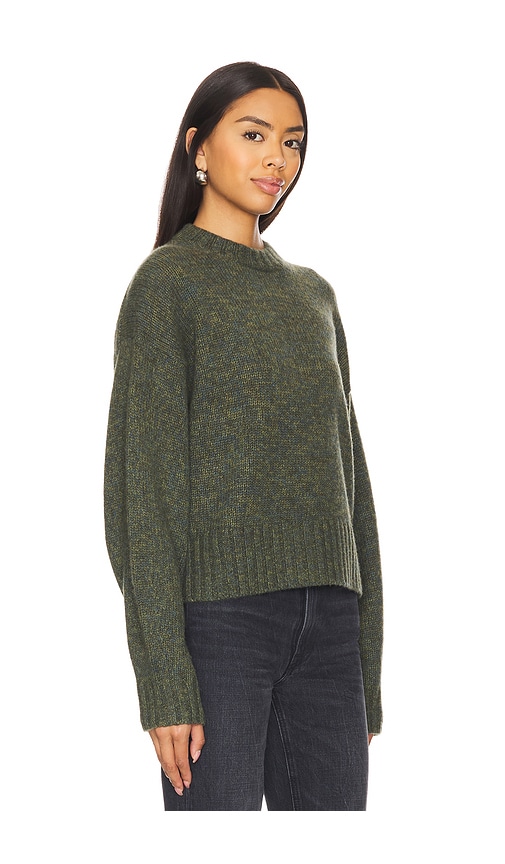 Shop White + Warren Cashmere Luxe Boxy Crewneck In Green Marl