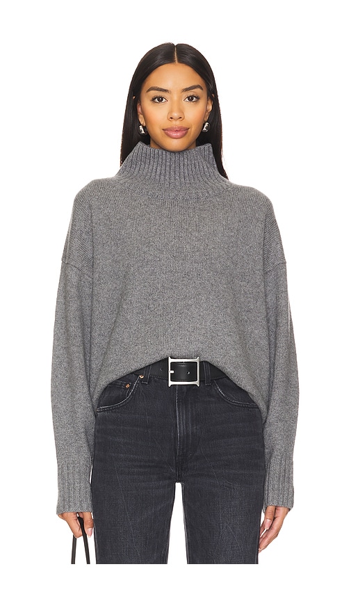 Shop White + Warren Cashmere Blend Standneck Sweater In Dark Steel