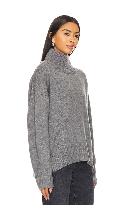 Shop White + Warren Cashmere Blend Standneck Sweater In Dark Steel