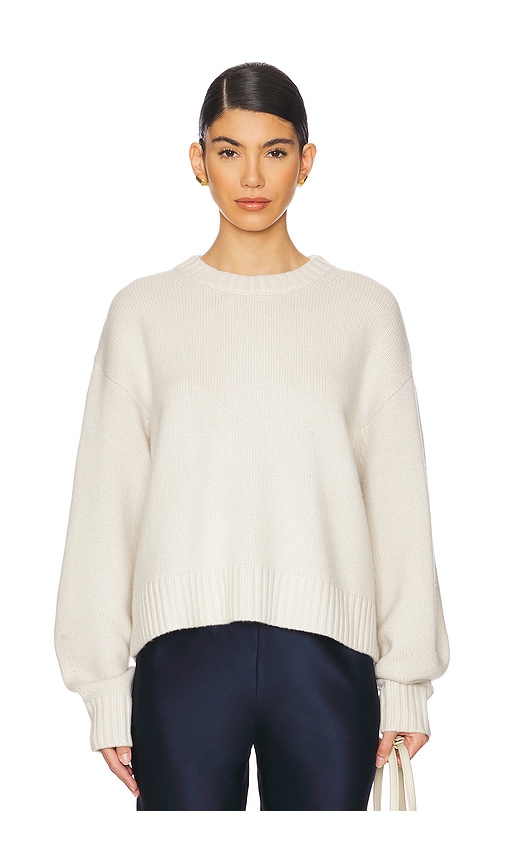 White + Warren Cashmere Blend Drop Shoulder Crewneck In Ivory