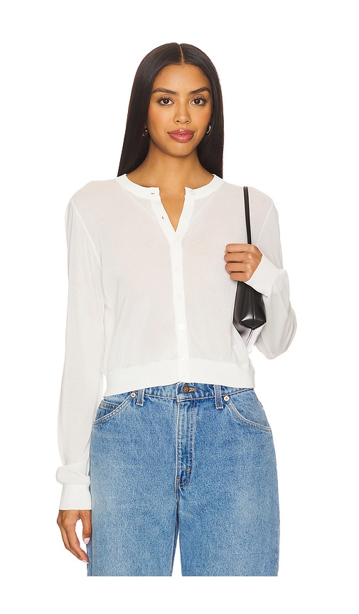 Paperfine Crewneck Cardigan in White. - size S (also in M, XS)