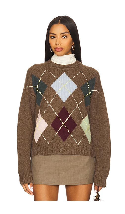 White + Warren Cashmere Argyle Crew Pullover Multi Combo In Multi