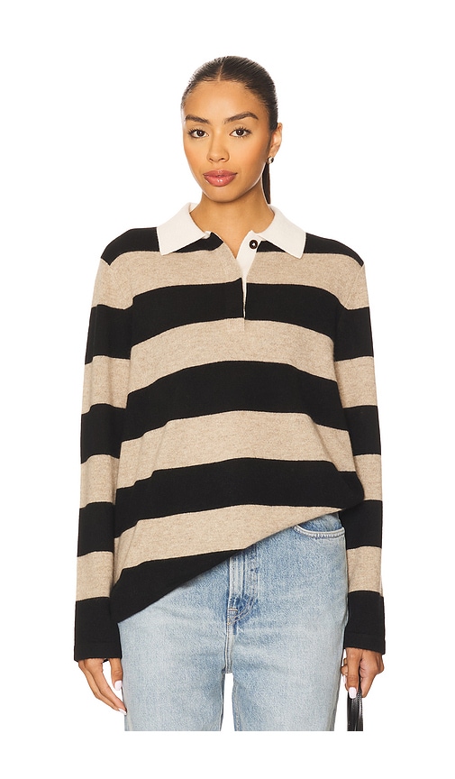 White & Warren Cashmere Rugby Stripe Polo