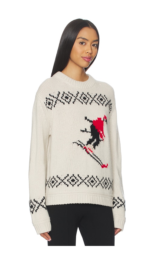 White & Warren Cashmere Blend Ski Crewneck Sweater In White
