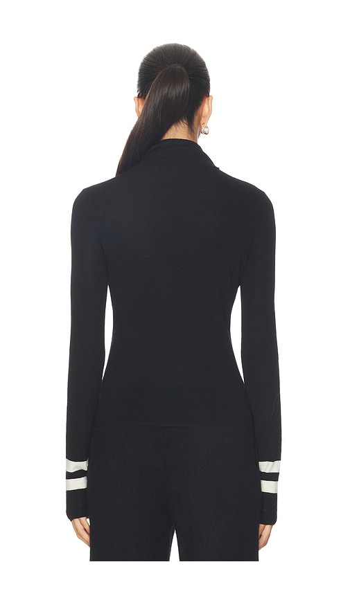  White & Warren Superfeiner, Gestreifter, Taillierter Rollkragenpullover Aus Merinowolle In Black. Größe S. Also In Xs, M, L. 