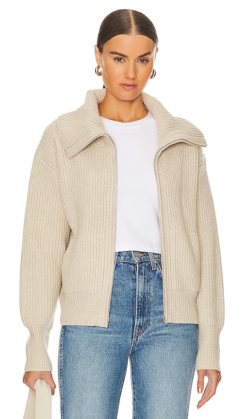 White + Warren Zip Up Jacket in Bone