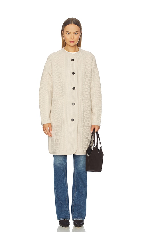 White + Warren Merino Luxe Cable Coat In White