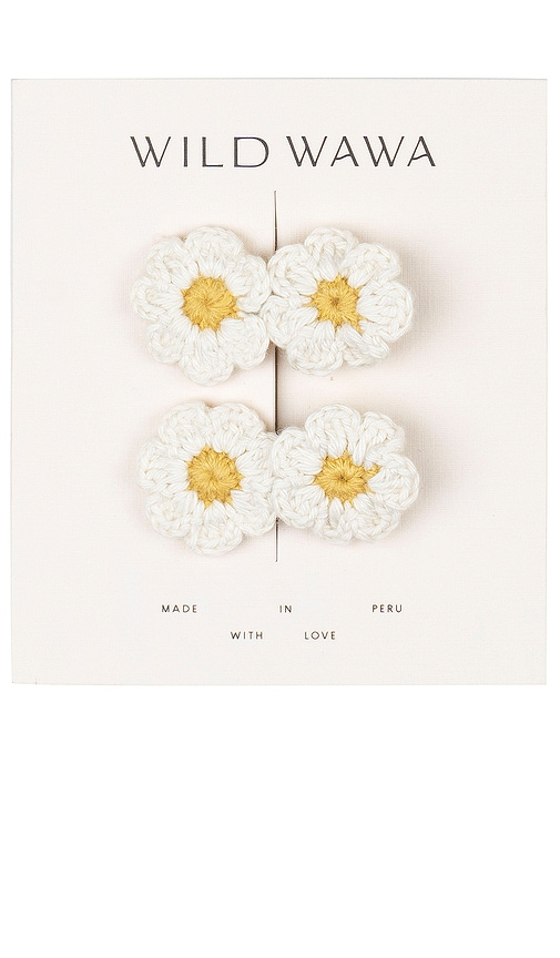 Wild Wawa Crochet Flower Clip Set in White Daisy