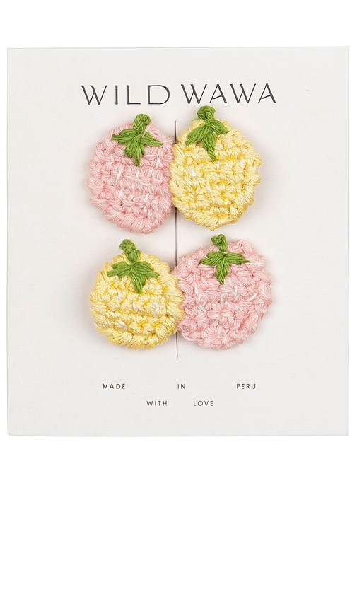 Wild Wawa Strawberry Clip Set in Yellow,Pink