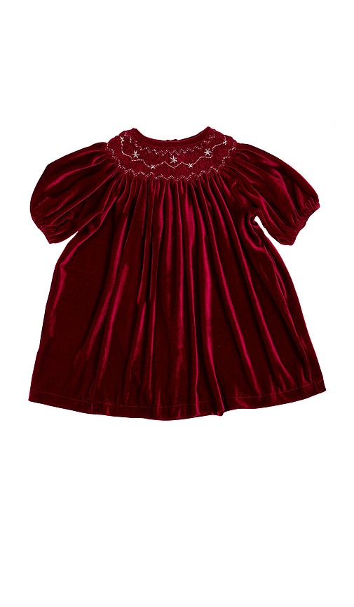 Wild Wawa Velvet Smock Dress In Red