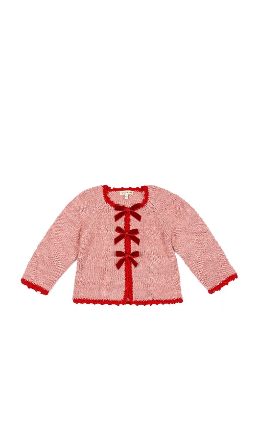 Wild Wawa Velvet Bow Sweater In Red