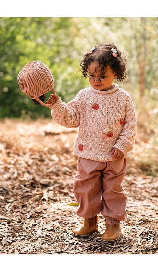 Wild Wawa Strawberry Fields Sweater In Pink