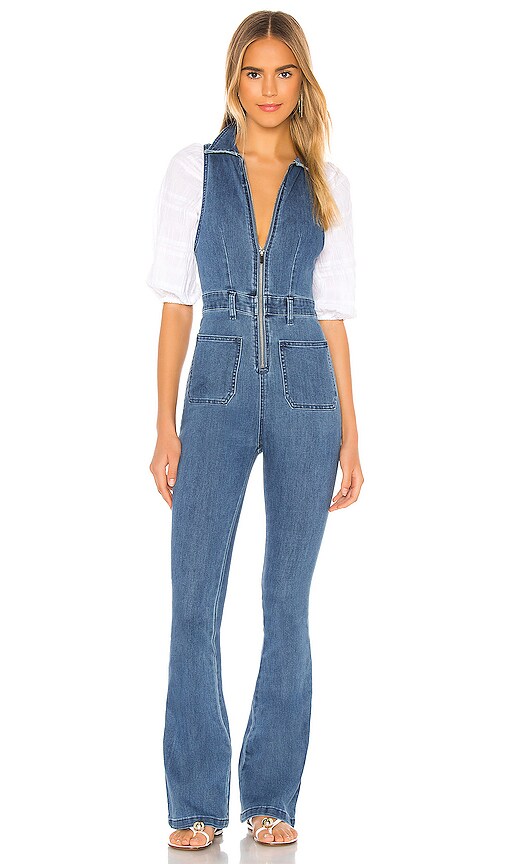 white flare overalls