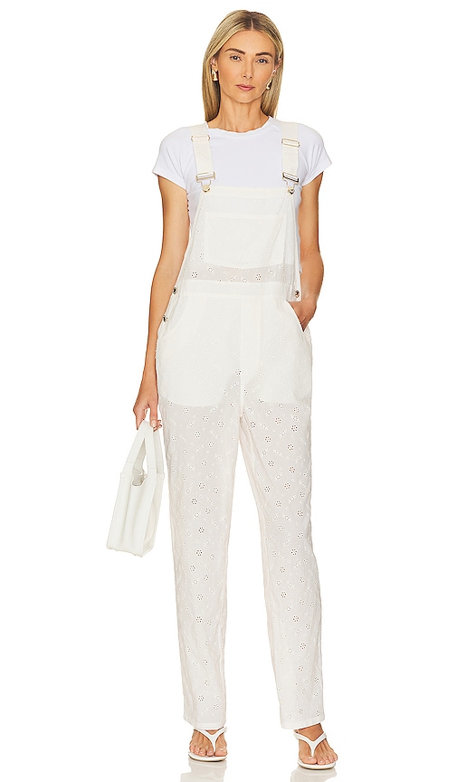 Weworewhat Basic Overall In Eyelet Off White