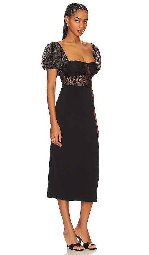 Shop Weworewhat Underwire Corset Midi Lace Dress In Black