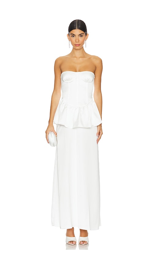 WeWoreWhat Corset Peplum Maxi Dress in White REVOLVE