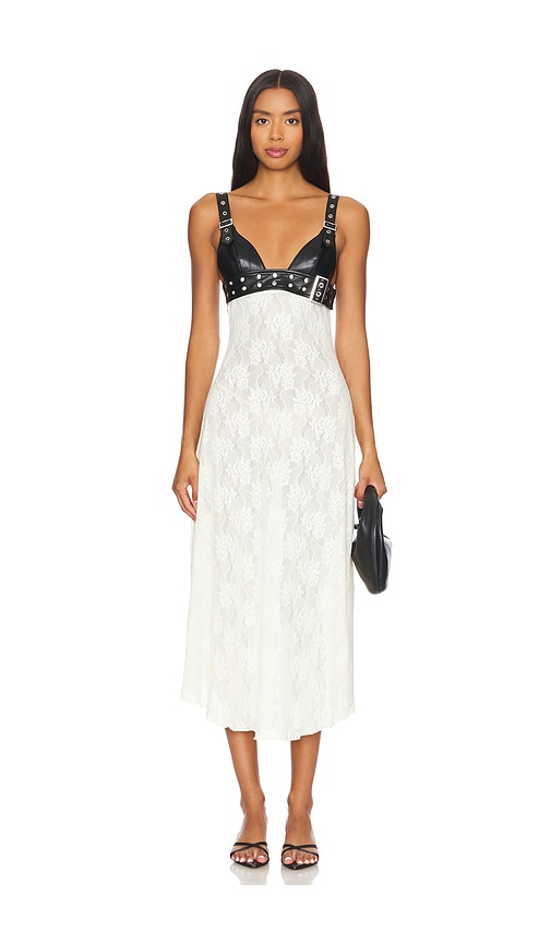 belt bodice midi dress WeWoreWhat Belt Bodice Midi Dress in Black & Antique White