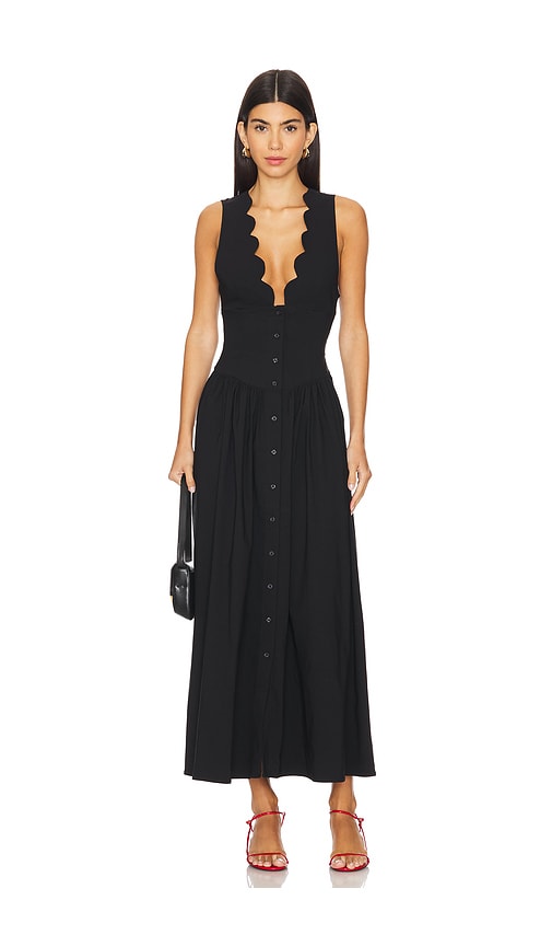 WeWoreWhat Button Front Scallop Dress in Black