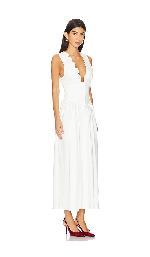Weworewhat Button Front Scallop Dress In 화이트