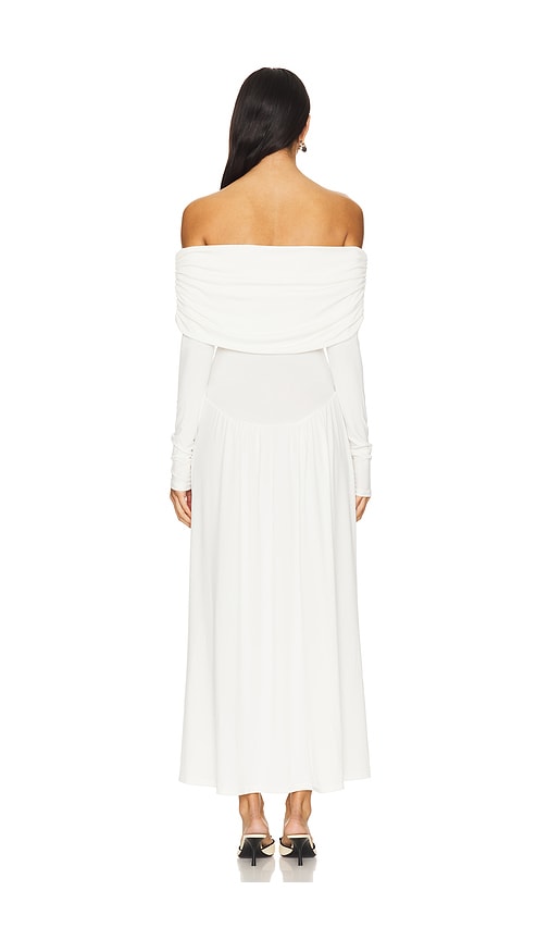  Weworewhat Kleid Off Shoulder Ruched In Ivory. Größe Xxs. Also In Xs, S, M. 