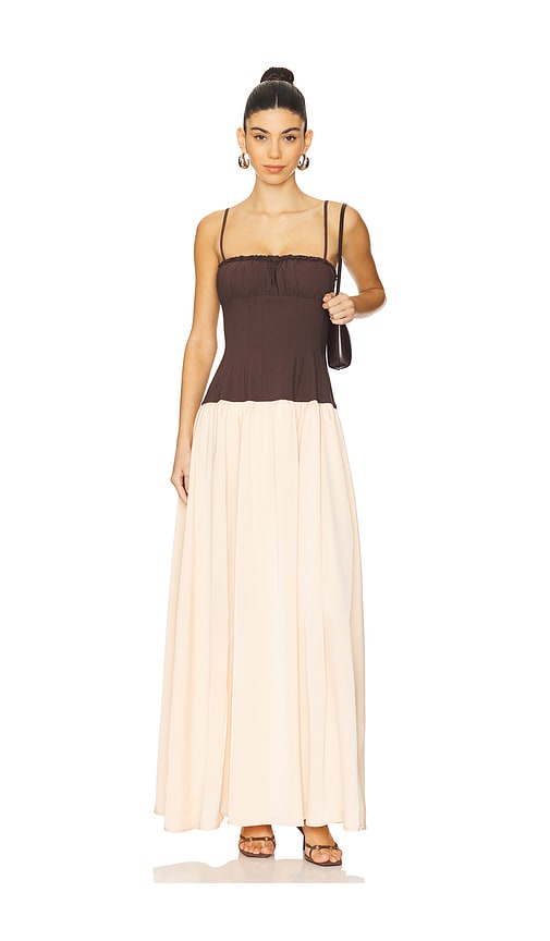 Ruffle Corset Maxi Dress in Brown. - size 0 (also in 00, 2, 4, 6, 8) - WeWoreWhat - Modalova