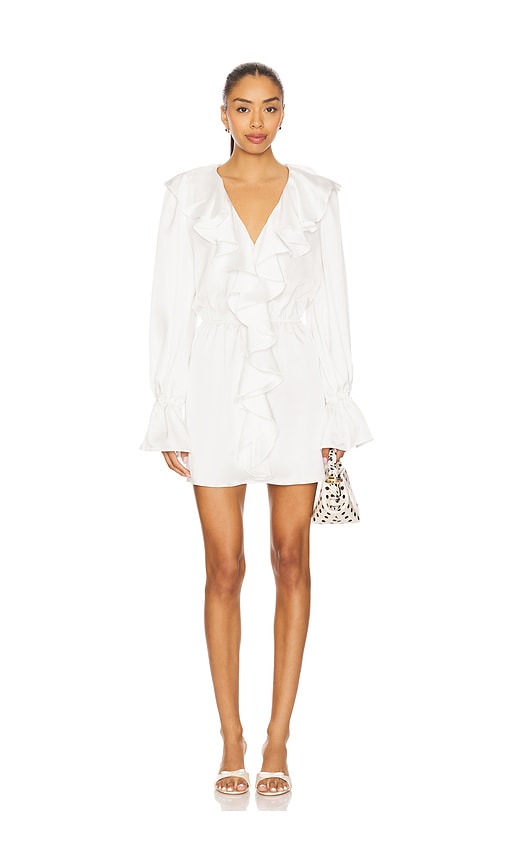 Ruffle Dress in White. - size XL (also in L, M, S, XS)