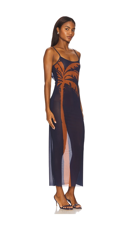 Weworewhat Mesh Scoop Maxi Slip Dress In Blue