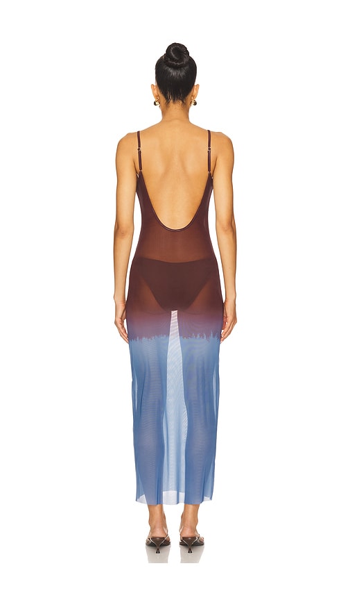  Weworewhat Langes Slip Dress Mit Mesh Und Rundem Ausschnitt In Maroon. Größe S. Also In M, L. 