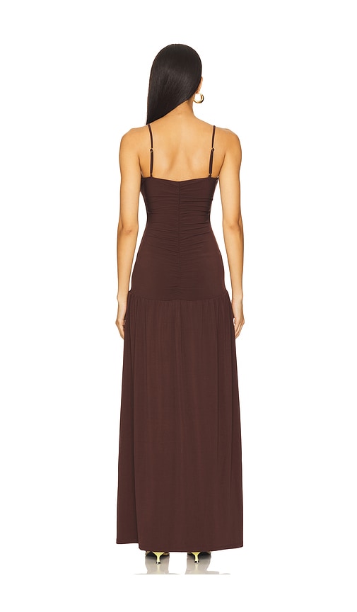  Weworewhat Maxikleid Mit Raffungen Und Rundem Halsausschnitt In Brown. Größe M. Also In L, Xl. 