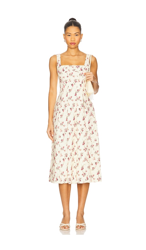 X REVOLVE Corset Pleated Midi Dress in Cream. - size 0 (also in 2, 4, 6) - WeWoreWhat - Modalova