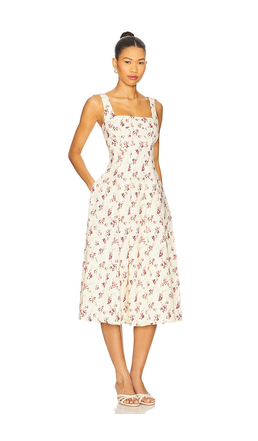 Weworewhat X Revolve Corset Pleated Midi Dress In Brown