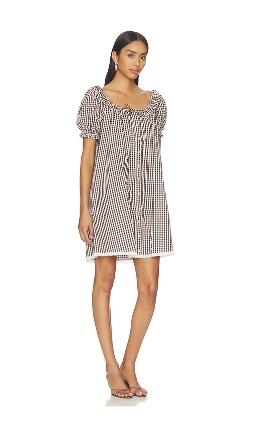  Weworewhat Puff Sleeve Button Up Mini Dress In Brown. Size S. Also In Xs. 