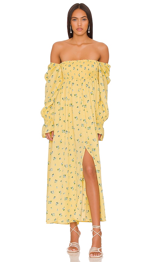 WeWoreWhat Smocked Maxi Dress in Yellow Watercolor Ditsy | REVOLVE