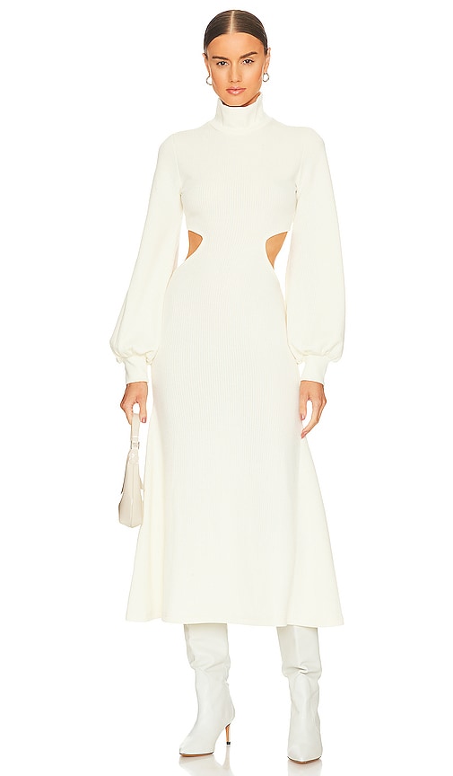 SIMKHAI Amory Cape Dress in Ivory