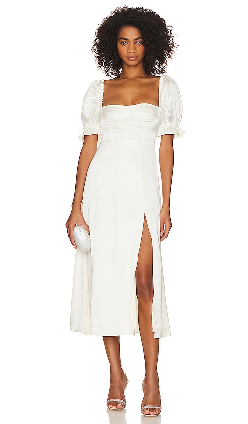 Weworewhat Puff Sleeve Midi Dress In White