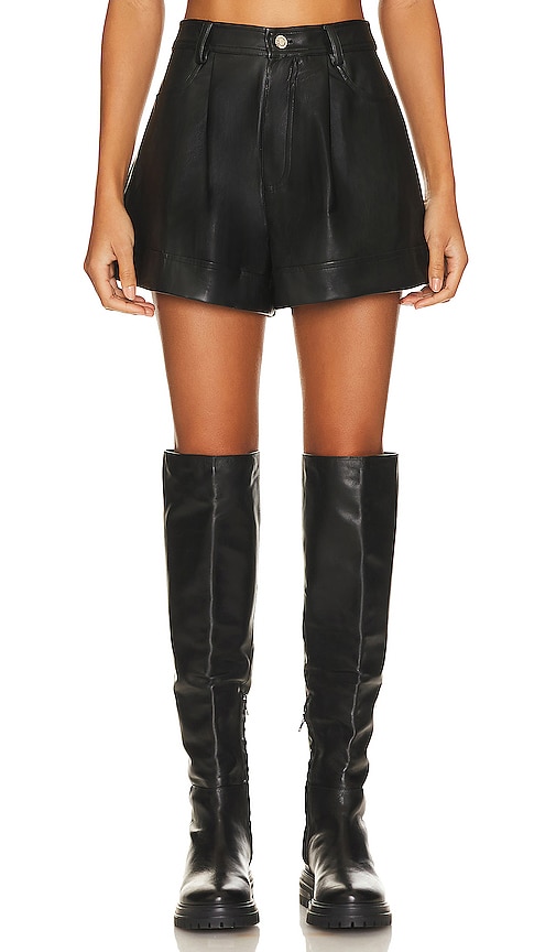 Weworewhat Faux Leather Cuffed Short In Black