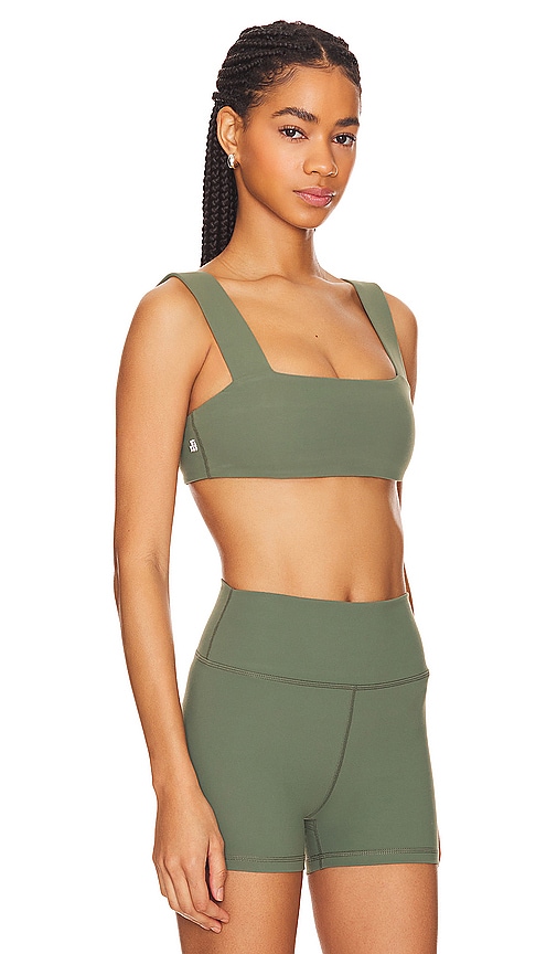 Shop Weworewhat Bandeau Sports Bra In Solid Army Green