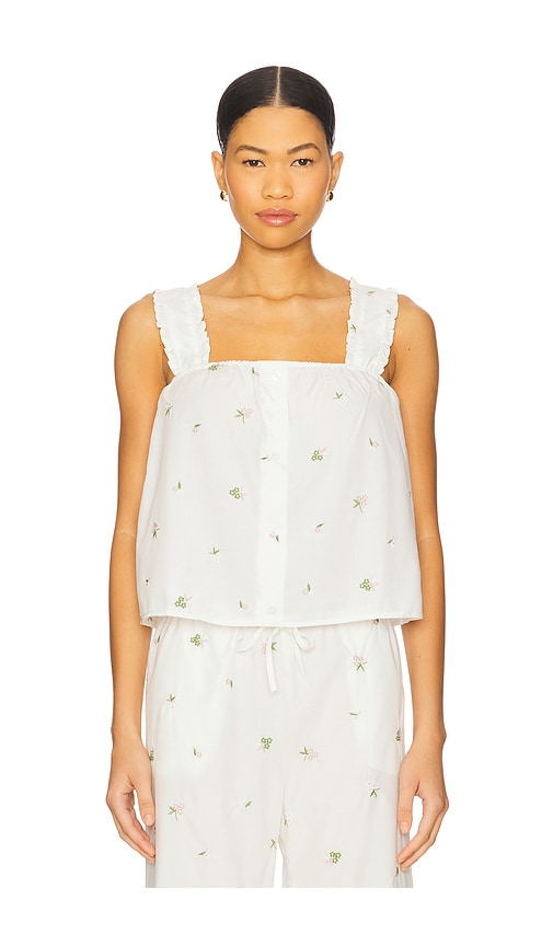 Weworewhat Ruffle Button Front Tank Top In White