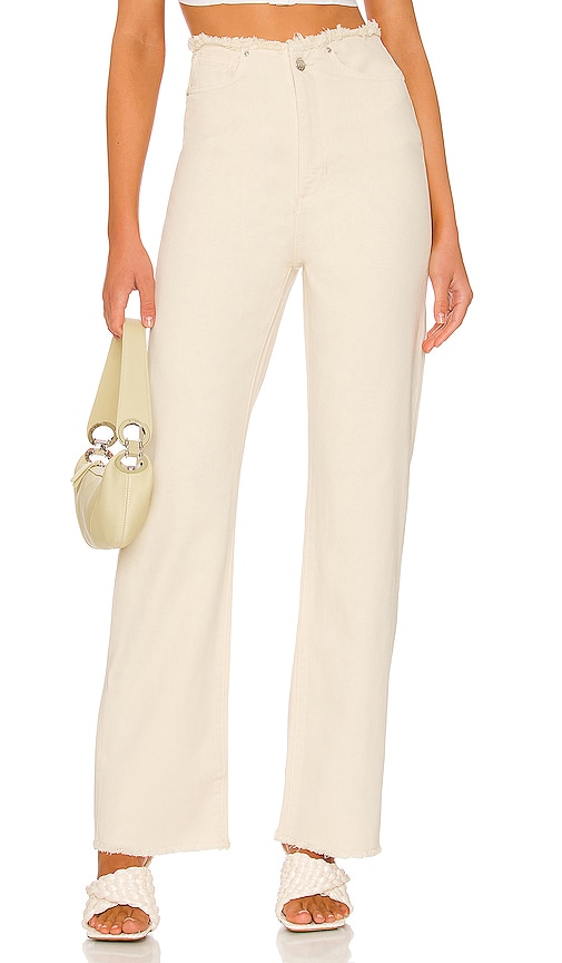 WeWoreWhat Frayed Straight Jean in Classic White