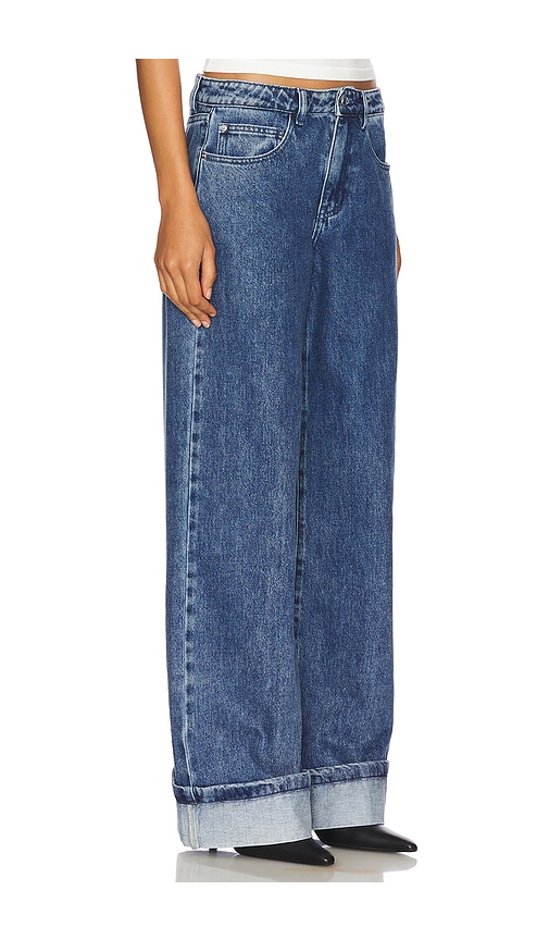 Weworewhat Mid Rise Cuff Straight Leg Jean In Blue